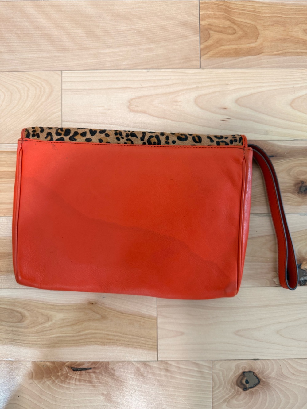 Orange Leopard-Print Wristlet Clutch - Designer Style - Picture 2 of 2